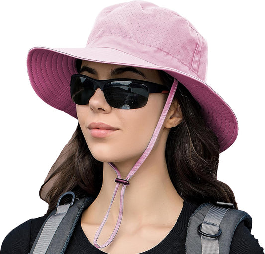 Rosoz Sun Hat for Men Women Boonie Bucket Hat Wide Brim Breathable Cooling Fishing Hats Safari Beach Garden UV Protection