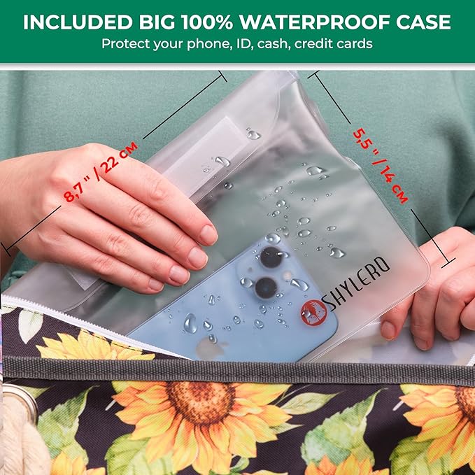 Beach Bag and Pool Bag Has Cooler Pocket, 7 Pockets Total, Zip Top. Family Size Waterproof Beach Tote