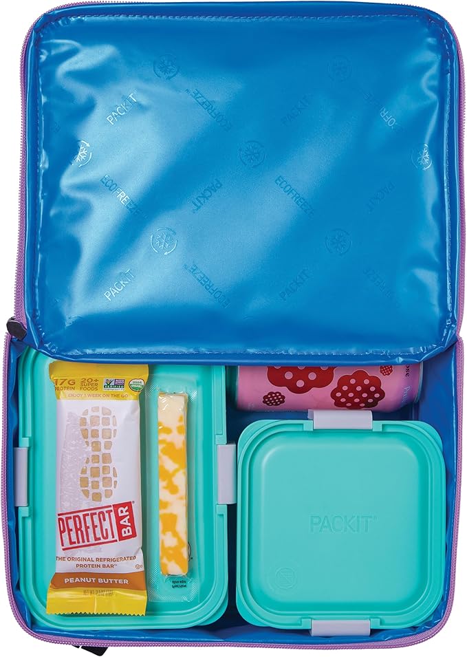 PackIt Freezable Classic Lunch Box, Lavender, Built with EcoFreeze Technology, Collapsible, Reusable, Zip Closure With Zip Front Pocket and Buckle Handle, Designed for Fresh Lunch On the Go