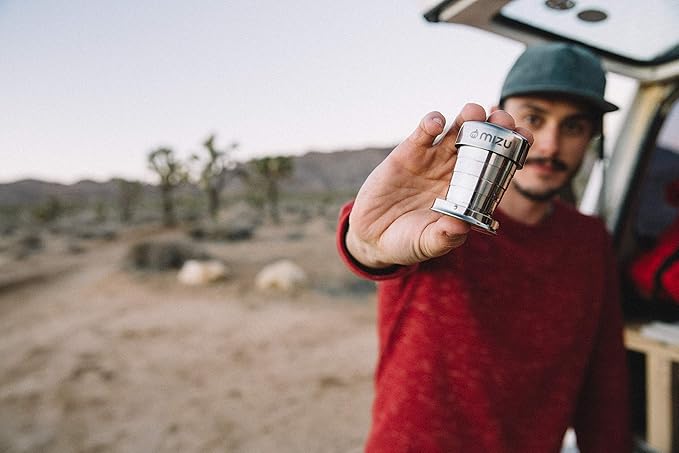 Mizu - Collapsible Shot Glass | 2 oz. Stainless Steel | Bpa Free (W02AMZASGNS) (Pack of 2)