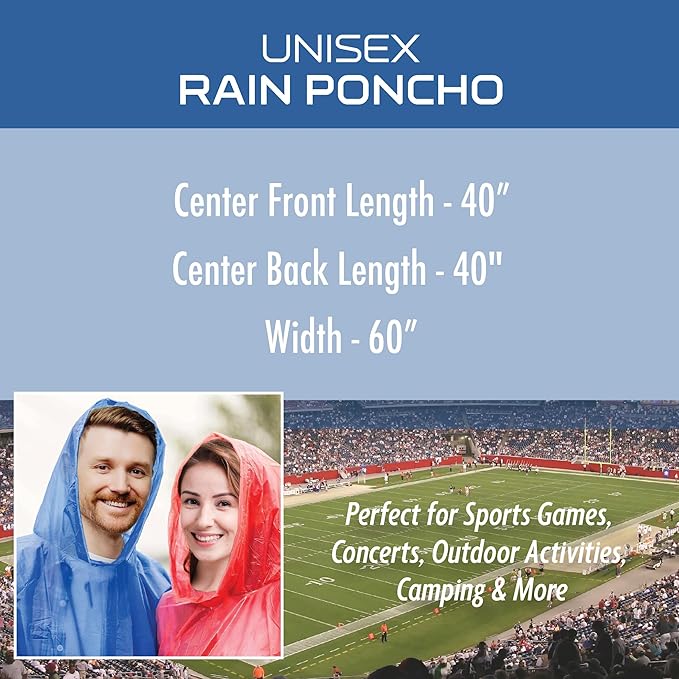 NFL Waterproof Premium Rain Poncho, Sporty & Cool Rain Poncho for Men and Women, Rain Coat with Drawstring Hood