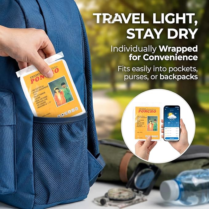 Disposable Rain Ponchos - Rain Poncho Waterproof Clear Raincoat With Hood Rain Jacket for Women and Men, Camping, Travel