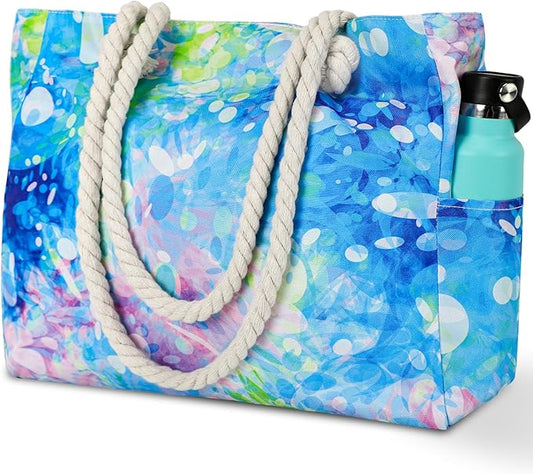 Tavaleu Beach Bags for Women - Large Beach Tote Bag, Women Sandproof Pool Bag for Pool Gym Grocery Travel