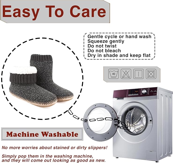 cosyone1997 Boot Slippers for Men Indoor Soft Sole, Warm Fuzzy Slipper Socks with Non Slip Grips