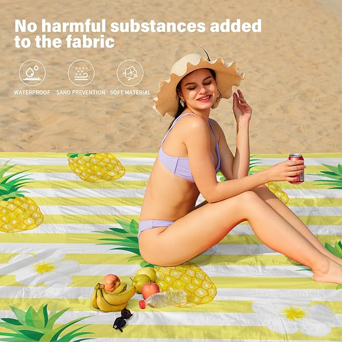 Beach Blanket Oversized Extra Large78 X 81",Waterproof Sandproof Beach Blanket 1-7 Adults Lightweight Durable for Travel Camping Hiking Picnic