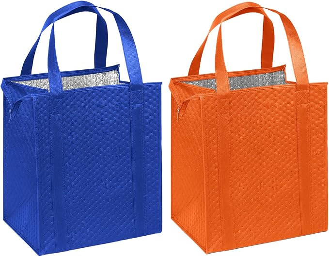 Mediz Hannah Direct Large Capacity Heavy Duty Insulated Smart Shopping Bag - Strong Reusable Grocery Tote 2 Pack