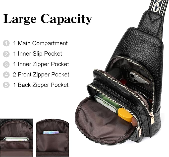 GAEKEAO Sling Bag for Women Crossbody Bags Fanny Pack Vegan Leather Chest Bag Travel Shoulder Belt Purse Backpack Gifts