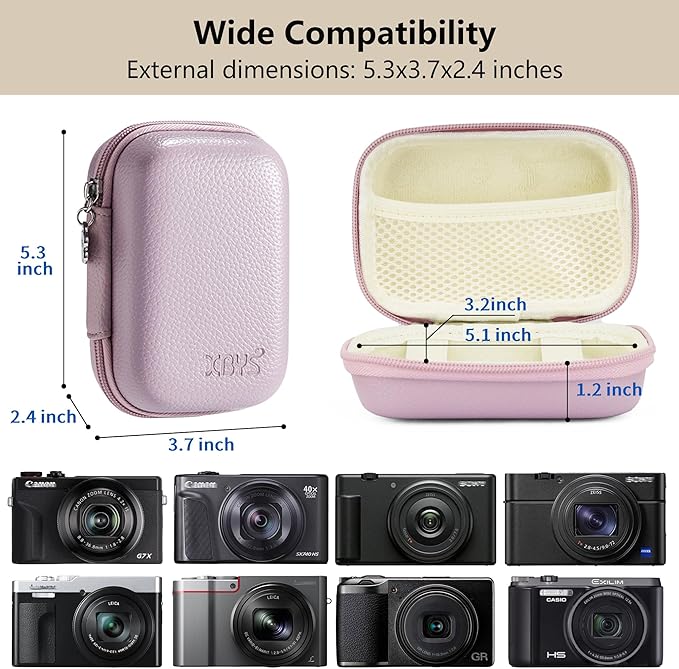 Digital Camera Case Compatible with Canon Powershot G7X Mark II & III/ SX740/ Sony ZV-1/ RX100 VII, Compact Travel Point & Shoot 4K Vlog Cameras Storage Holder with Lanyard (Purple)
