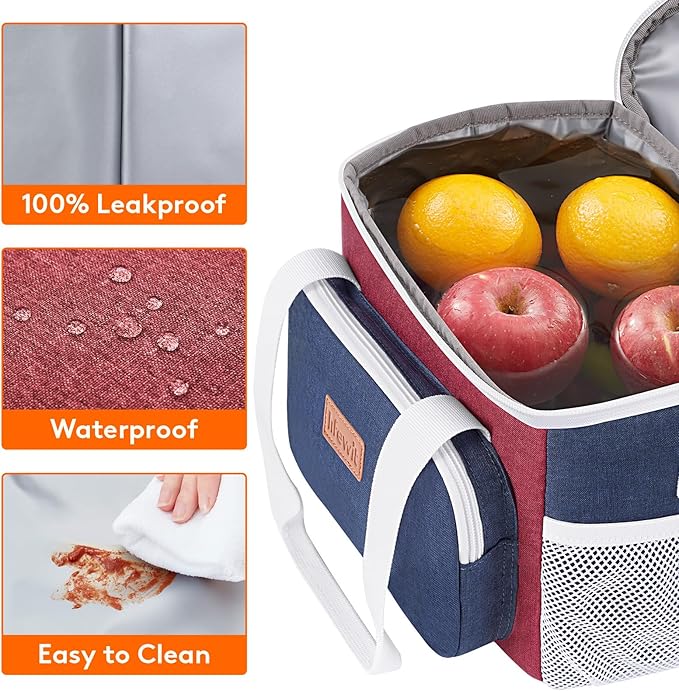 Lifewit Medium Lunch Bag Insulated Lunch Box Soft Cooler Cooling Tote for Adult Men Women, White and Red and Blue 12-Can (9L)