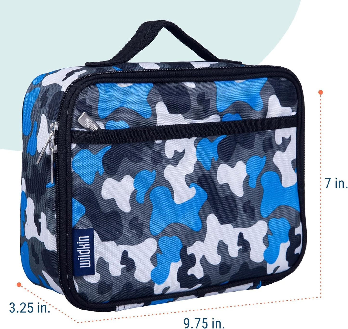 Wildkin Kids Insulated Lunch Box – Durable and Reusable for School & Travel - Blue Camo