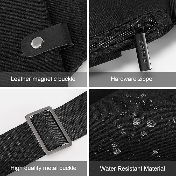 Crossbody Sling Bag, Water-Resistant Anti Theft Chest Pack, Minimalist Commuter Daypack for Travel Hiking Work, Black, SMALL | Asymmetric Design, Water-Repellent, Slim & Lightweight, Hidden Back Pocket, Adjustable Strap, Fits 9.7” iPad