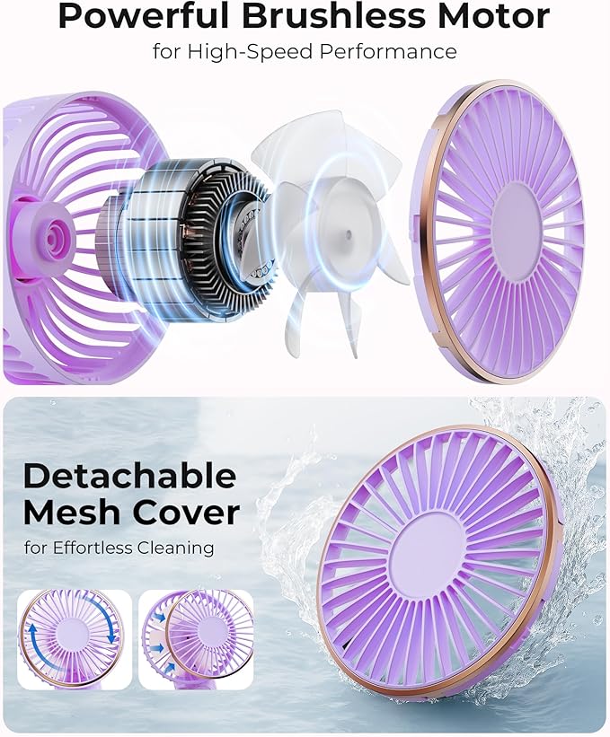 Portable Handheld Fan, 4000mAh, 180 Adjustable, 6 Speed Wind, USB Rechargeable Foldable Fan with Real-Time Electricity Display