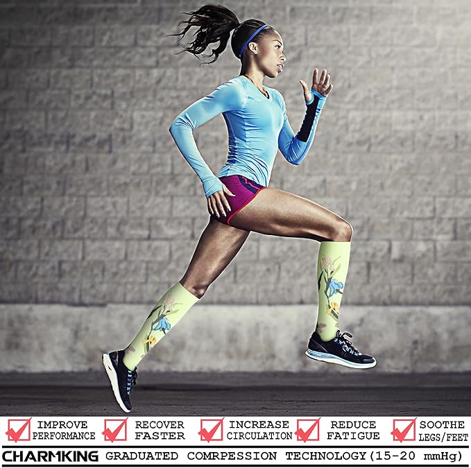 CHARMKING 6 Pairs-Compression Socks for Women & Men Circulation Best Support for Nurses, Running, Athletic,Flight Travel