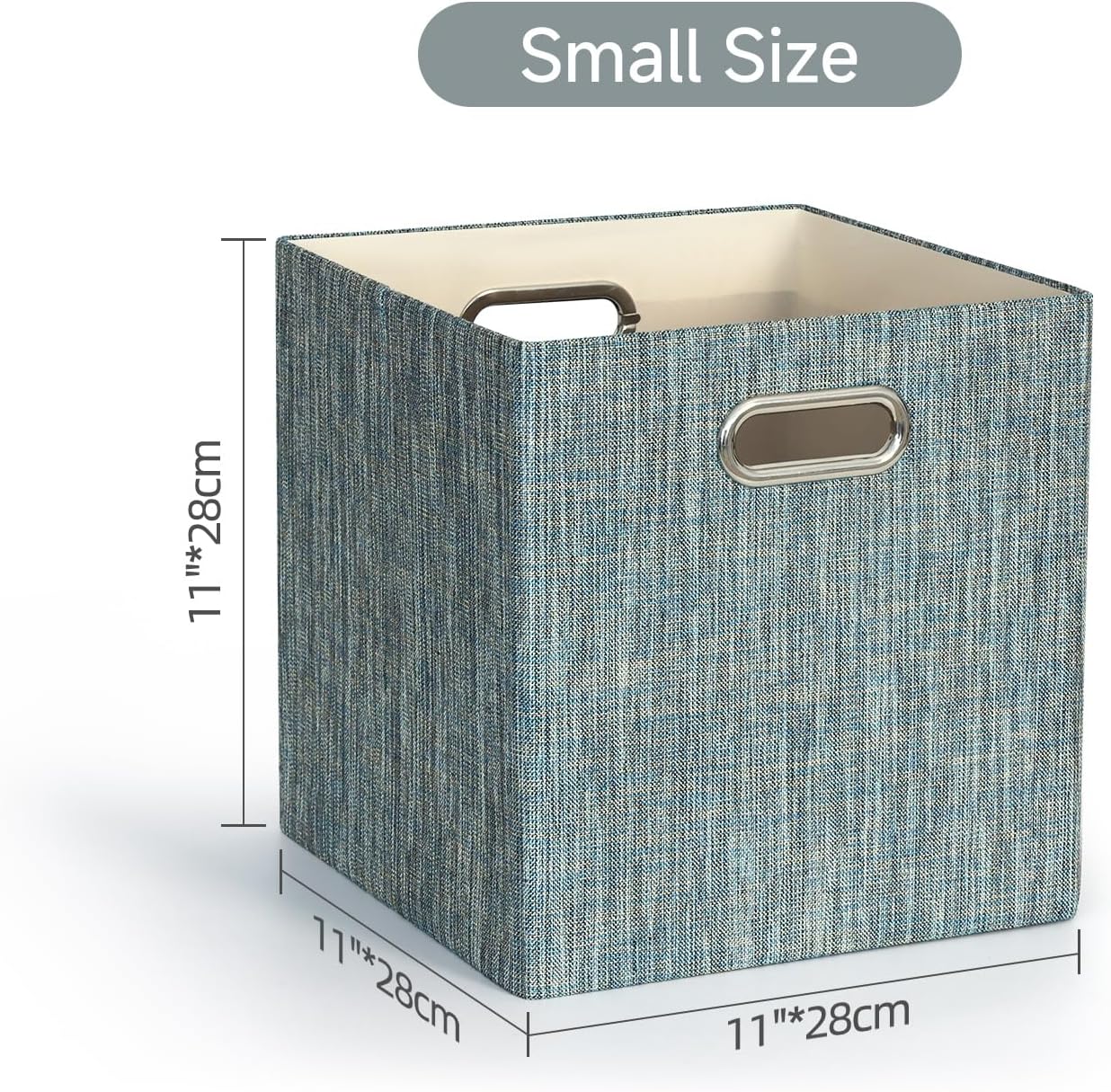 Posprica Storage Basket Bins,13×13×13 Foldable Storage Boxes Fabric Drawer Cubes for Closet Shelf Cabinet Bookcase - Set of 4,Teal