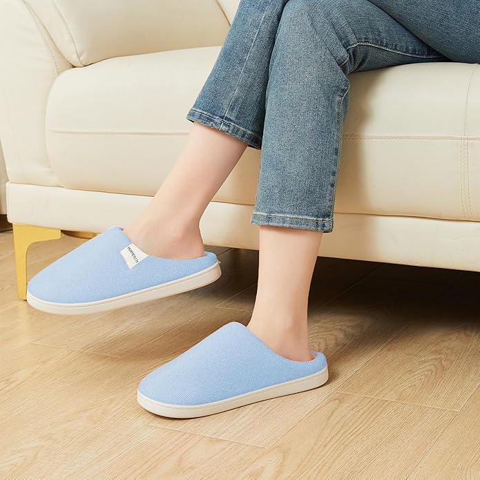 HUXMEYSON Slippers for Women, Womens Slippers Indoor Outdoor with Memory Foam, Cozy & Warm House Slippers for Woman with Anti-Slip Rubber Sole