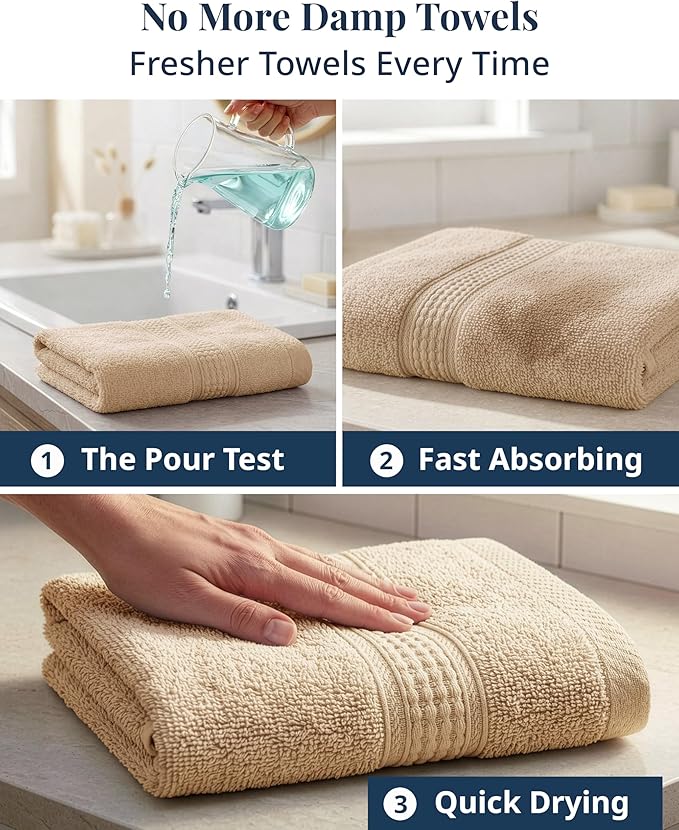 LANE LINEN Bathroom Hand Towels - 6 Pack (16" x 28"), 100% Ringspun Cotton Hand Towel Set - Soft, Lightweight, Fade & Shrink Resistant - Everyday Use, Face Towels for Bathroom, Gym and Travel - Taupe