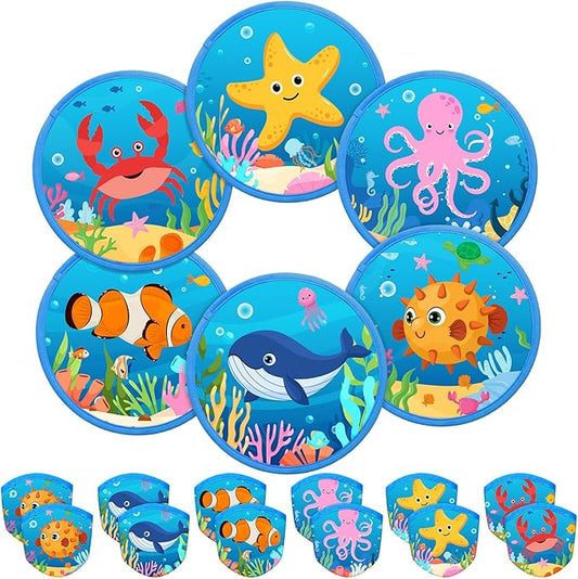 Amyhill 30 Pcs Under the Sea Party Favors Foldable Flying Disc Fans with Bags Summer Beach Pool Birthday Party Favors 9.8'' DIY Cooling Fan Colorful Goody Stuffers End of The Year Gifts from Teacher