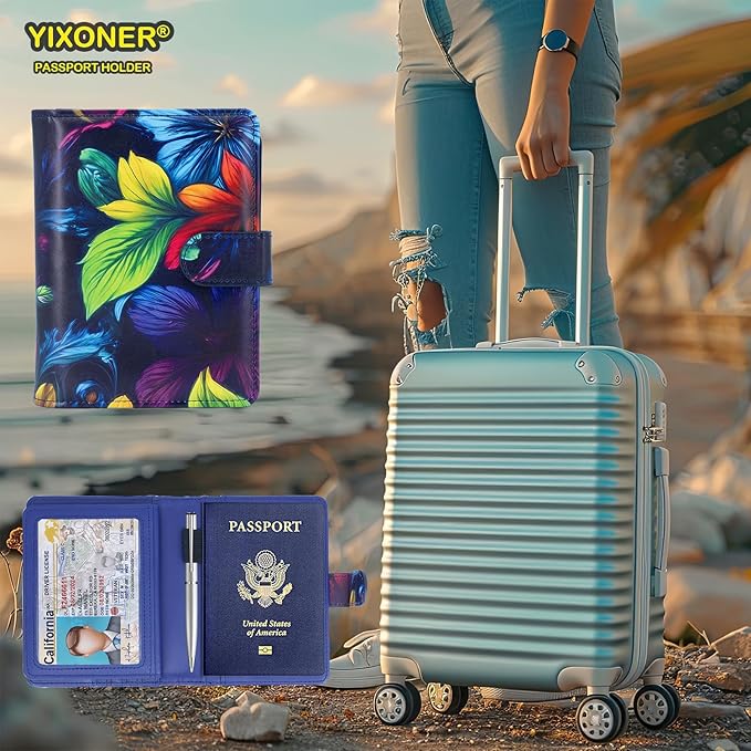 Passport Holder For Travel, RFID Blocking Passport Wallet, Passport Cover Secure & Front Pocket Money Holder For Men & Women, Travel Wallet, Exotic Wild Cluster, Advanced Version