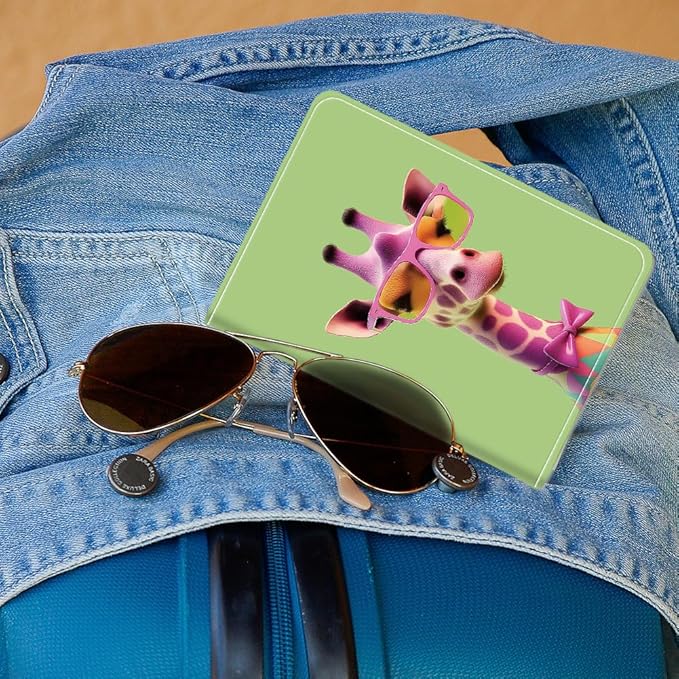 PU Leather Passport Holder Cover 5.9×4.3 Inch with Credit Card Slot and Boarding Pass Slot Combo Blocking Passport Holder Wallet Cover Case for Travel Boarding Essentials (Giraffe)