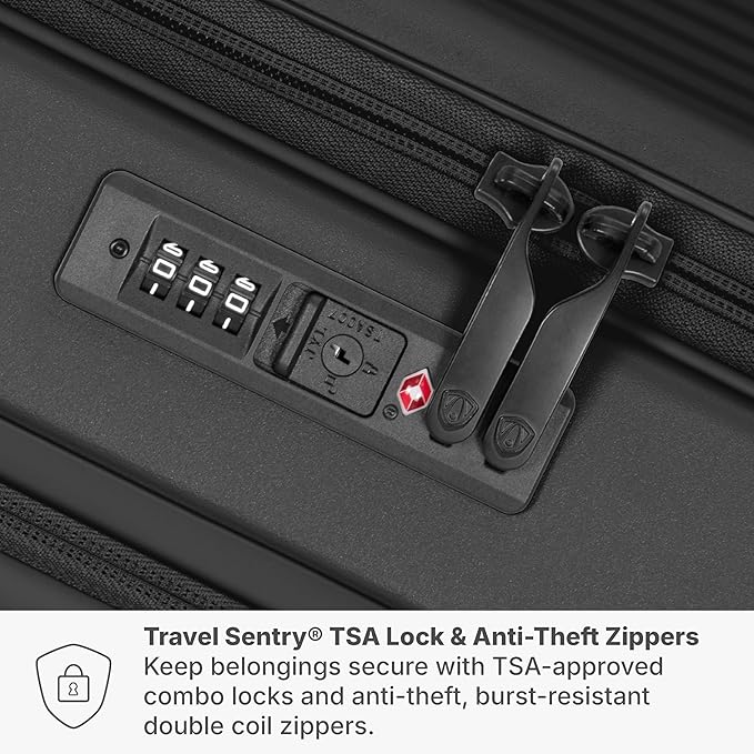 Traveler's Choice Novia Top Opening Expandable Polycarbonate Luggage with Spinner Wheels, Black, 30-Inch Large
