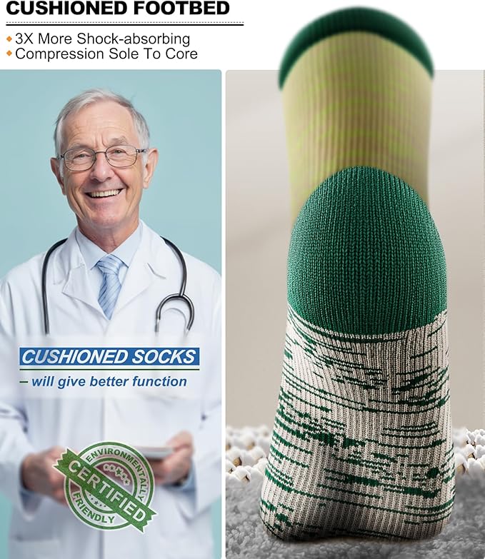 BULLIANT Men Compression Socks 3Pairs-Knee High Socks 15-20 Pressure Unise- Cushioned Sole Extra Wicking