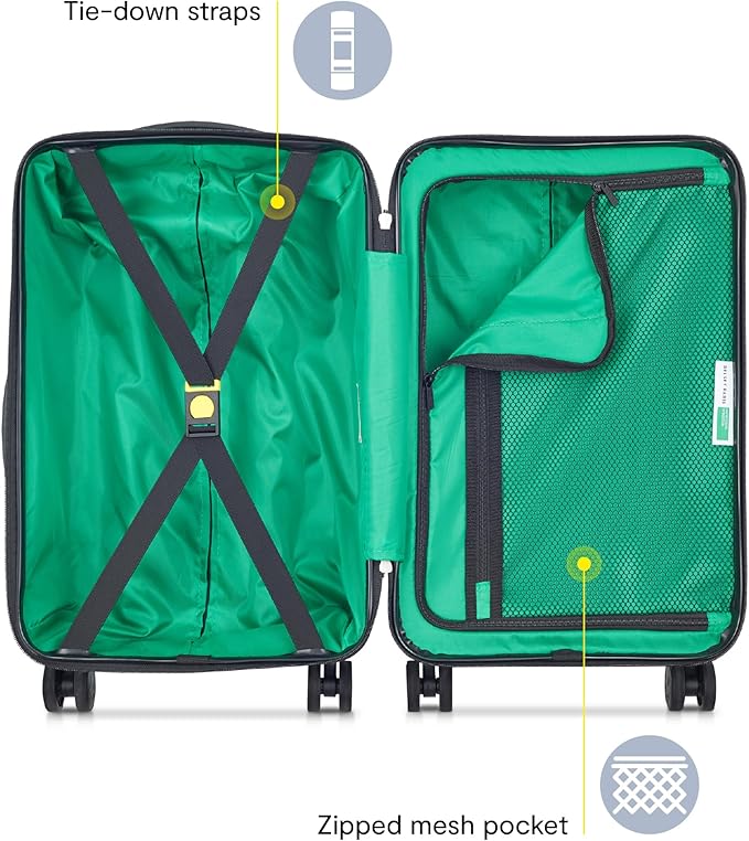 United Colors of Benetton Now! Hardside Luggage with Spinner Wheels, Green, Carry-On 19 Inch