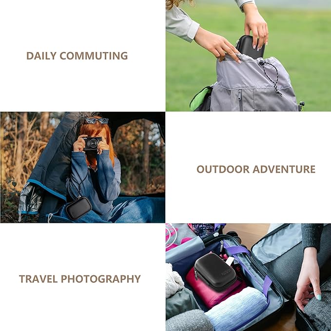 Digital Camera Case Compatible with Canon Powershot G7X Mark II & III/ SX740/ Sony ZV-1/ RX100 VII, Compact Travel Point & Shoot 4K Vlog Cameras Storage Holder with Lanyard (Black)