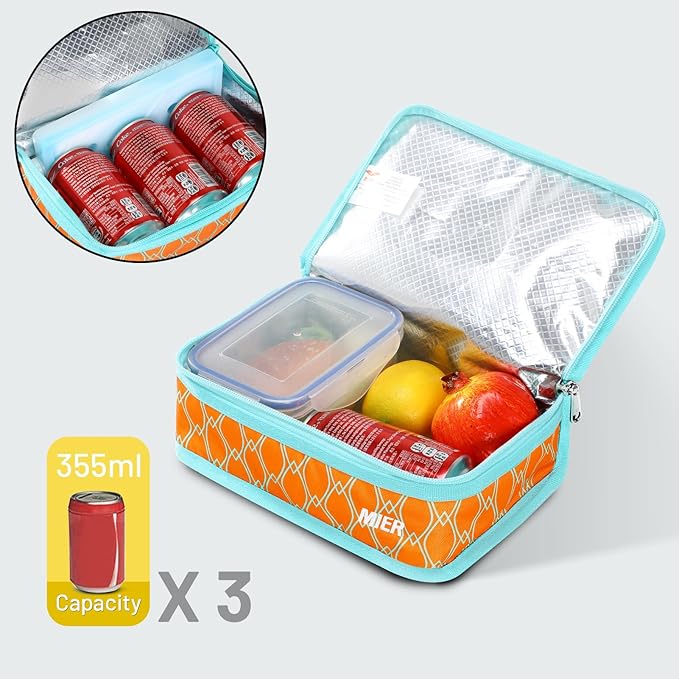 MIER Small Lunch Bag for Kids & Adults Compact Insulated Lunch Box Portable Thermal Mini Cooler for Work School Travel (Orange