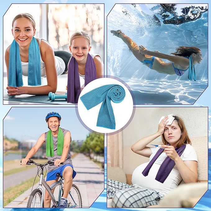 Redbaker 90 Pack Cooling Towels Bulk for Neck and Face 40" x 12" Ice Cool Towel Multicolored Microfiber Sweat Rag for Gym Workout Running Yoga Fitness Travel Outdoor Sports(Bright Color)