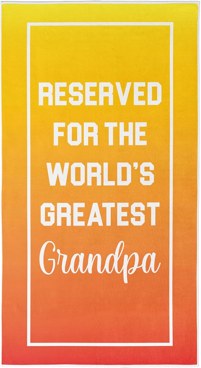 Grandpa Beach Towel - Best Ever Summer Gift for New Grandfathers - Travel Friendly Birthday Present from Granddaughter or Grandson - Fathers Day Pool Accessory - Large 60x30 Quick Dry