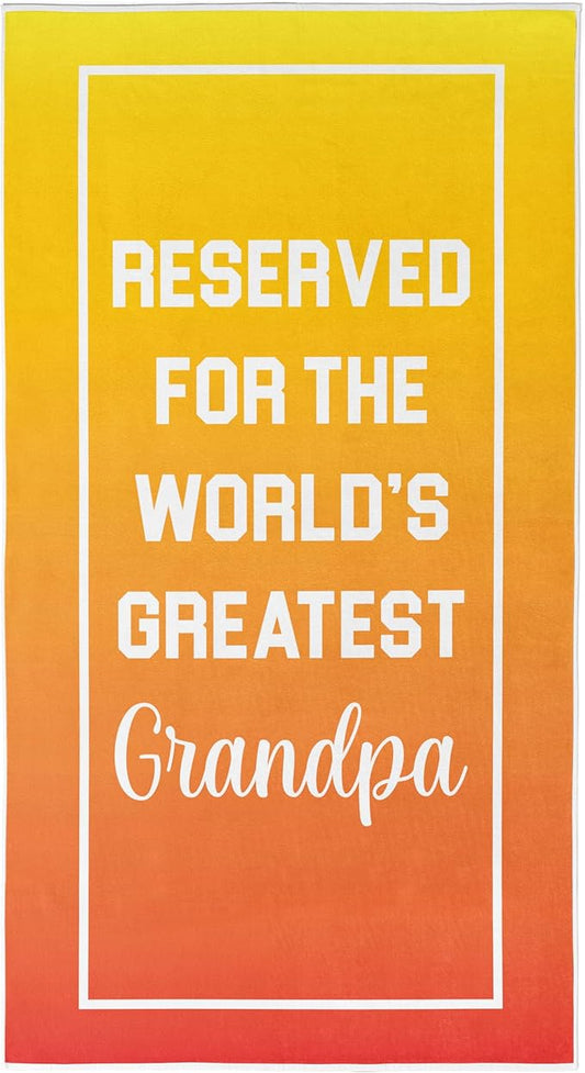 Grandpa Beach Towel - Best Ever Summer Gift for New Grandfathers - Travel Friendly Birthday Present from Granddaughter or Grandson - Fathers Day Pool Accessory - Large 60x30 Quick Dry