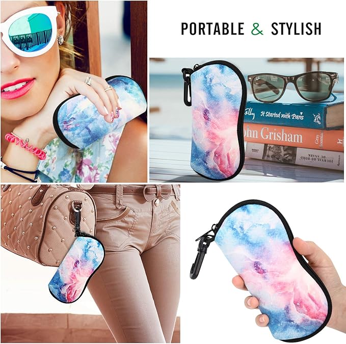 MoKo Sunglasses Soft Case Ultra Light Neoprene Zipper Eyeglass Case for Men Women