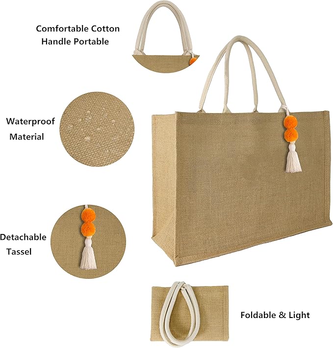 Hibala Woven Large Beach Bag Straw Beach Tote Handmade Weaving Shoulder Tassel Bag Handbag