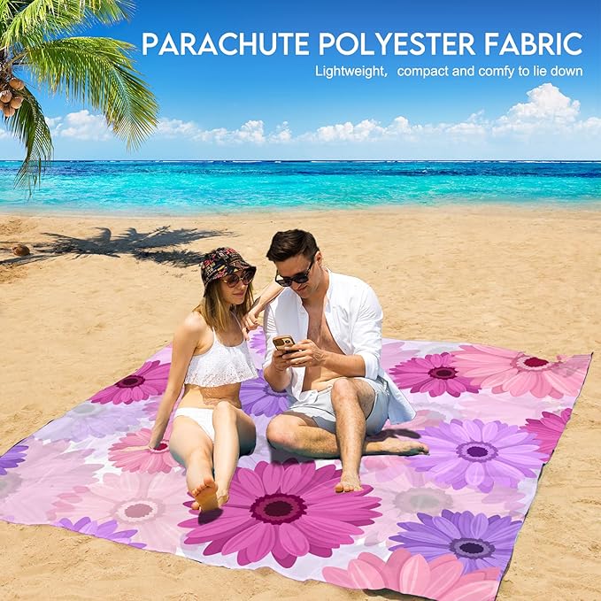 BYDOLL Beach Blanket 78''X81'' Waterproof Sandproof Suits1-4 Adults Oversized Lightweight Large Blanket Picnic Mat for Beach Sand Free Travel Camping Hiking Picnic