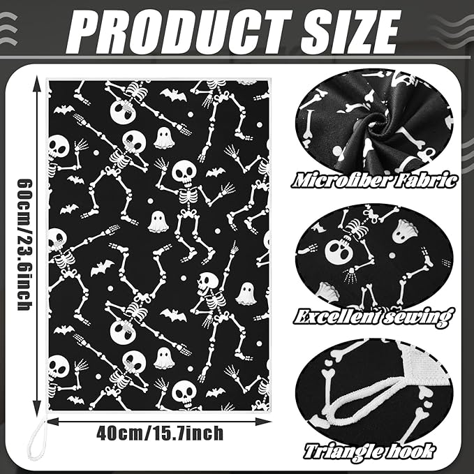 Bencailor 6 Pcs Skull Kitchen Towels Ghost Christmas Dish Hand Towels Skeleton Ghost Boo Tea Washcloth for Bathroom Kitchen Decor Party Gifts 24 x 16''
