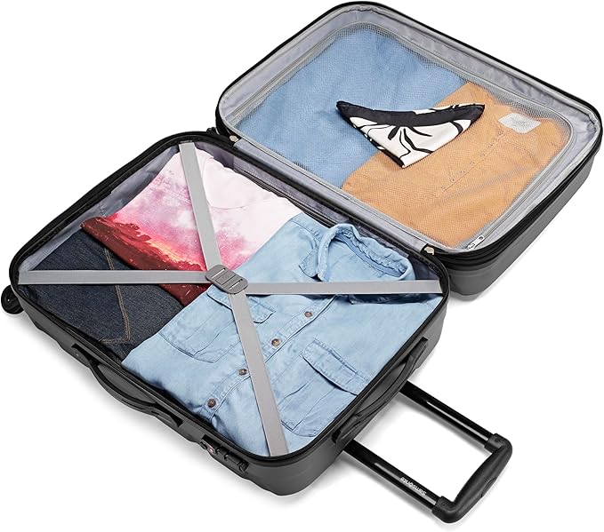 Samsonite Omni PC Hardside Expandable Luggage with Spinner Wheels, Black, 2-Piece Set (20/28)