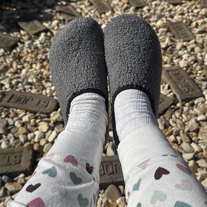 QFH Womens & Mens Cozy House Slippers - Portable Travel Shoes with Flexible Rubber Sole & Soft Velvet Lining