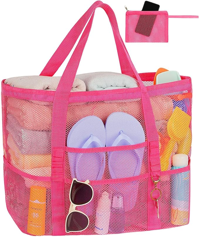 Mesh Beach Bag Vacation Essentials - Large Tote Pool Bag for Women Vacation Essentials Beach Accessories