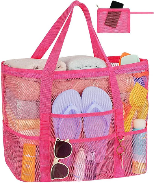 Mesh Beach Bag Vacation Essentials - Large Tote Pool Bag for Women Vacation Essentials Beach Accessories