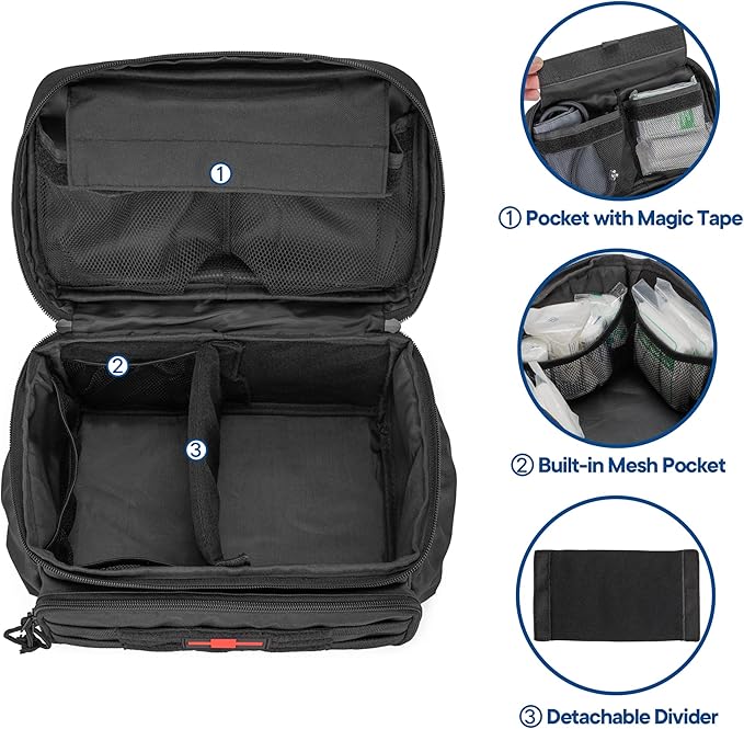 Damero Small Medicine Storage Bag Empty, Emergency Trauma Kit Organizer Bag Family First Aid Box for Hiking, Camping and Home - No Accessories Included