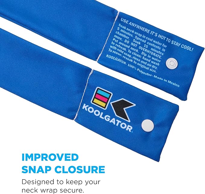 KOOLGATOR Evaporative Cooling Neck Wrap – Reusable Neck Cooler with Long Lasting Relief During Hot Weather Activities, Sports, & Outdoor Work, Tennis Court, 1 Pack