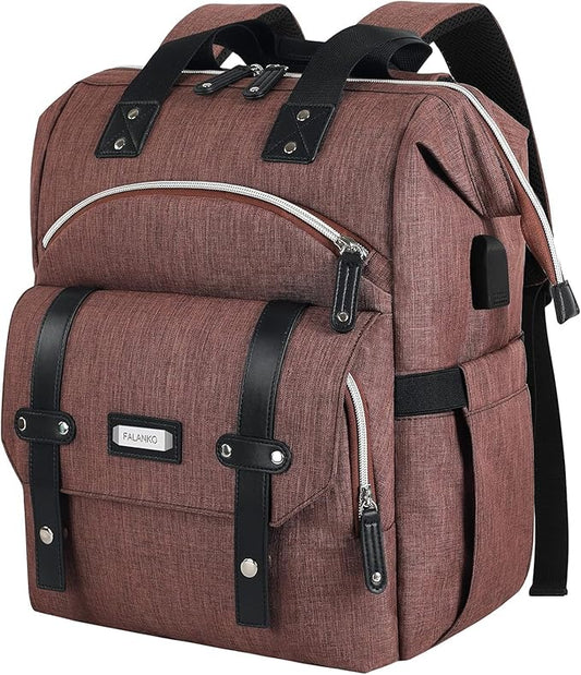 FALANKO Laptop Backpack for Women,Work Doctor Nurse Teacher Travel Backpack for 15.6 Inch Laptop with RFID Anti-theft USB Charging Port Water Resistant College Purse Business Computer Bookbag