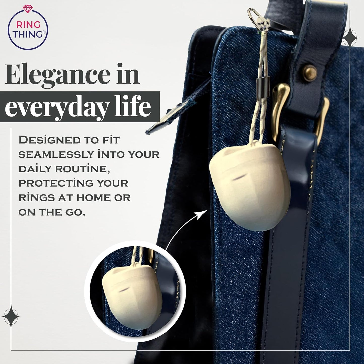 RING THING - Ring Holder Keychain, Jewelry Organizer and Storage, Portable Waterproof Ring Holder, Pill Box Keychain Container, Gym Accessory, and Travel Ring Case (Vanilla)