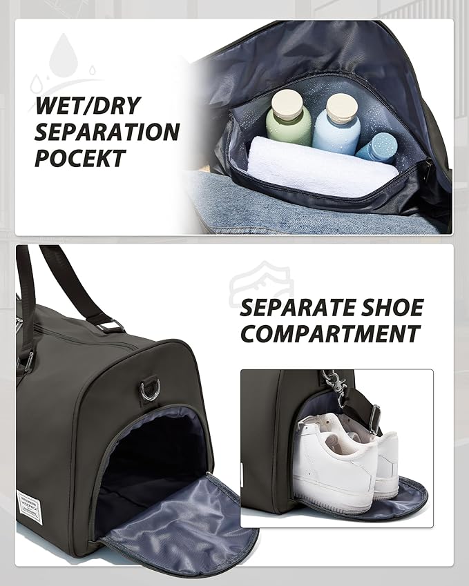Gym Bag for Women Men with Shoe Compartment,Small Travel Duffle Bags for Traveling Overnight Weekender Bag Personal Item Travel Bag Large Sport Bag Workout Bag Coffee Brown