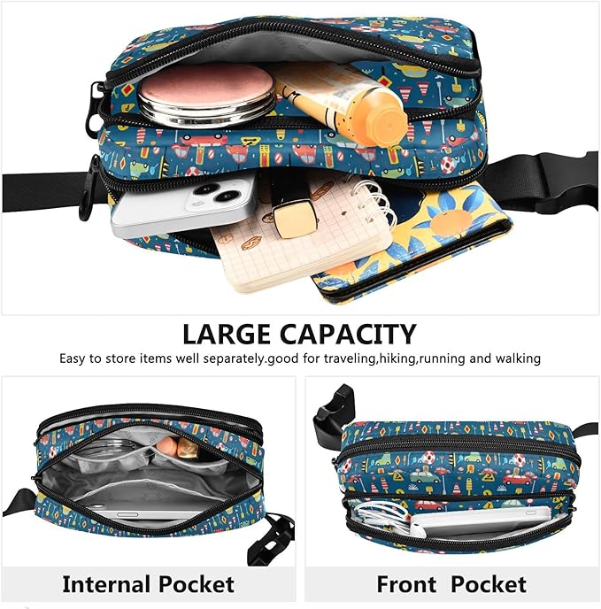 Kawaii Car Traffic Light Fanny Pack for Women Men Water Resistant Fashion Waist Packs with Adjustable Strap Belt Bag for Travel Workout Jogging Hiking 21219468