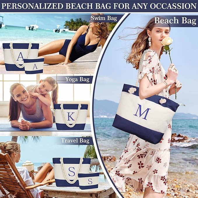 YOOLIFE Beach Bags for Women - Travel Canvas Beach Tote, Pool Waterproof Bag, Travel Essentials, Gifts for Women Birthday