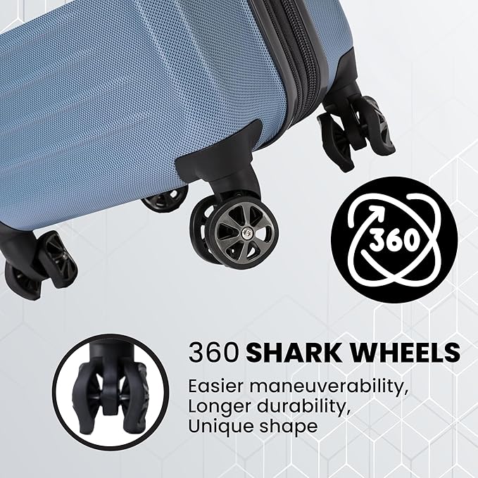 Spyder Rails Expandable Hardside Upright Suitcase with 360° Spinner Wheels, TSA Approved Lock (Denim, Large Checked)