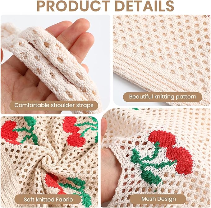 SUOSDEY Crochet Mesh Beach Tote Bag, Knit Summer Vacation Aesthetic Boho Tote Bag for Women