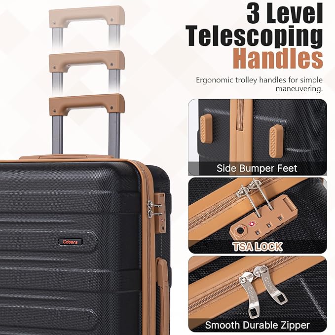 Luggage Sets 5 Piece Durable Suitcase Set with Spinner Wheels, Hard Shell Carry on Luggage with TSA Lock, Large Checked Travel Suitcases for Men and Women