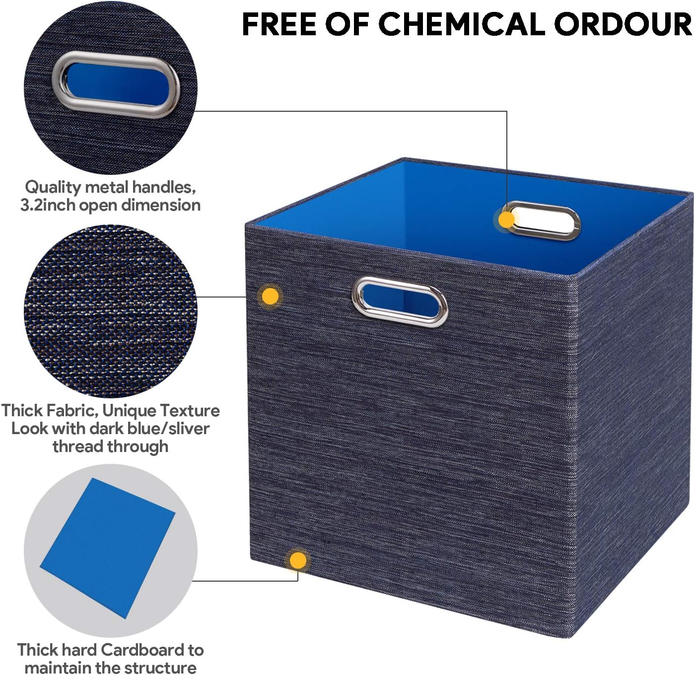 Storage Cube Basket Bins,13×13 Foldable Storage Containers for Shelf Cabinet Bookcase Boxes,Thick and Heavy Duty Fabric Drawer (4pcs, blue)